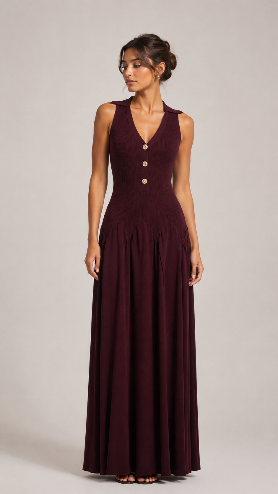 Noemi Ribbed Knit Column Maxi Dress