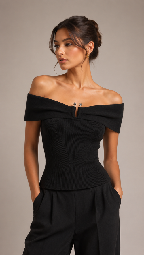 Elise Off-Shoulder Ribbed Knit Top