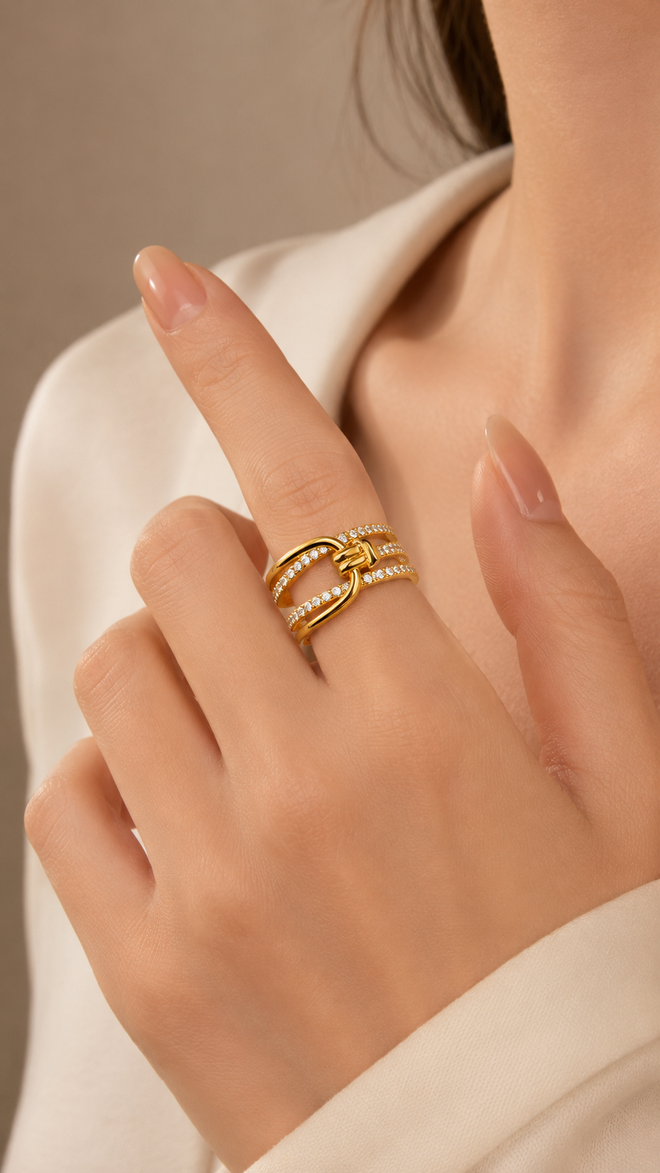 Pave Knot Open Ring