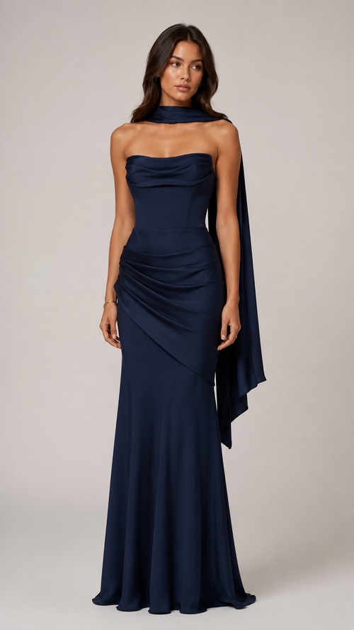 Elara Ribbon Satin Maxi Dress