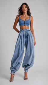 Rae Pleated Barrel Jeans
