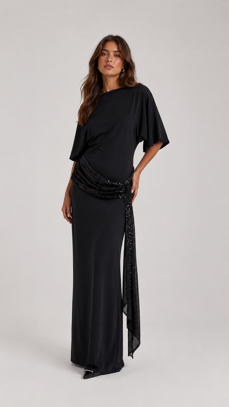 Ondine Sequin Drape Gown
