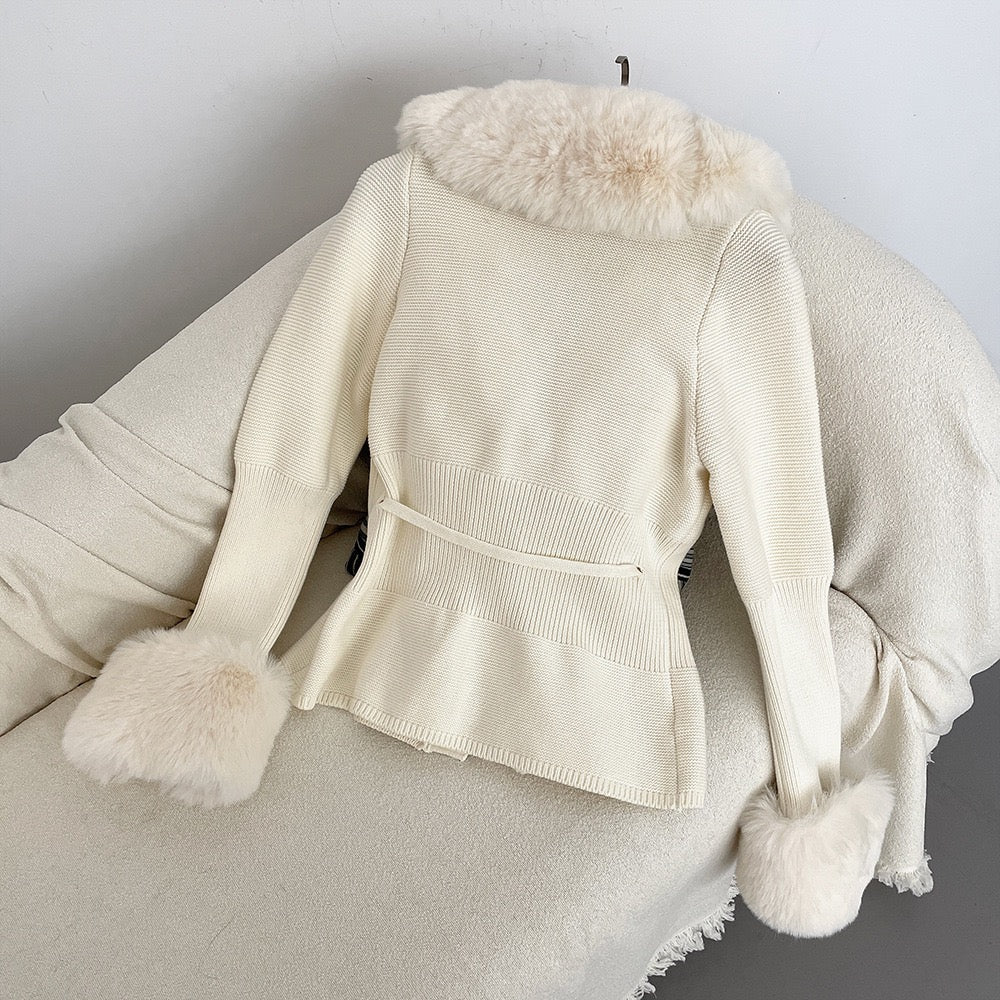 Knitted Fur Cardigan