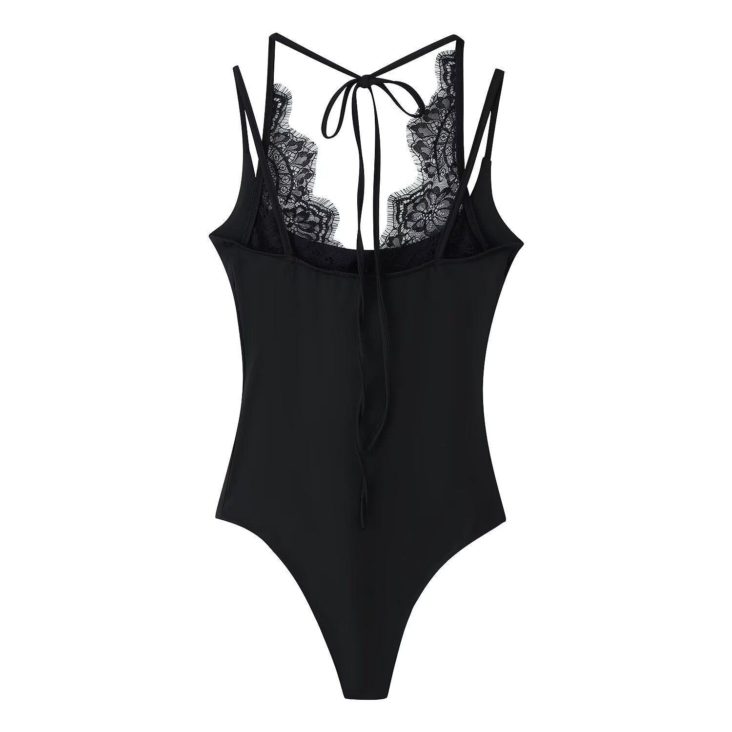 Lace Trim Halter Bodysuit