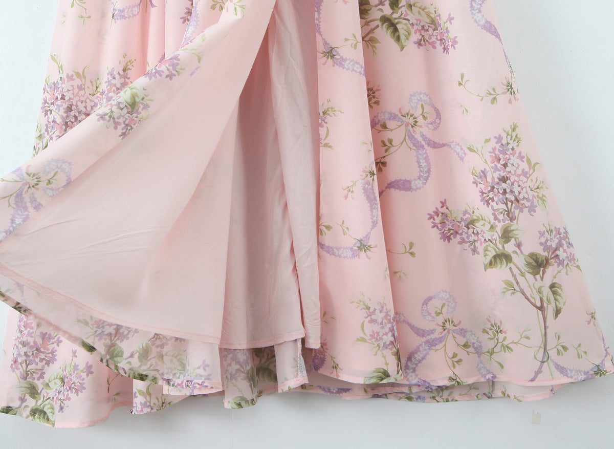 Floral Print Halter Tie-Waist Maxi Dress