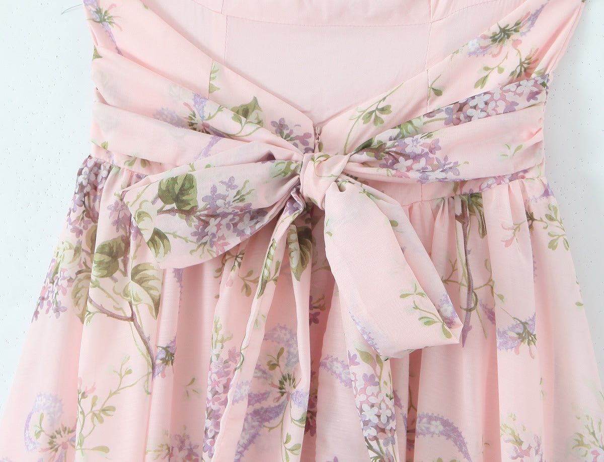 Floral Print Halter Tie-Waist Maxi Dress