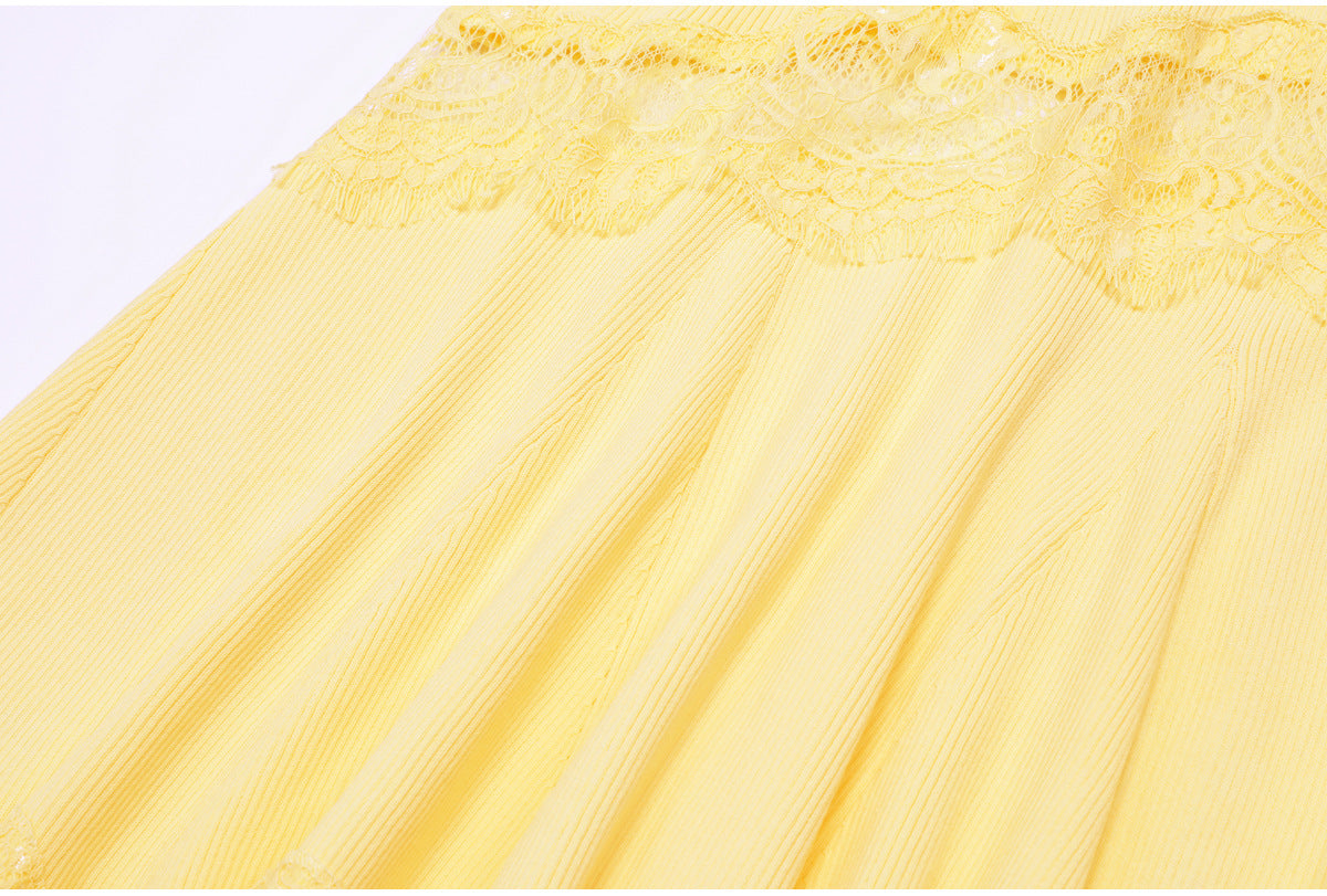 Liora Lace-Inset Knit Fishtail Maxi Dress
