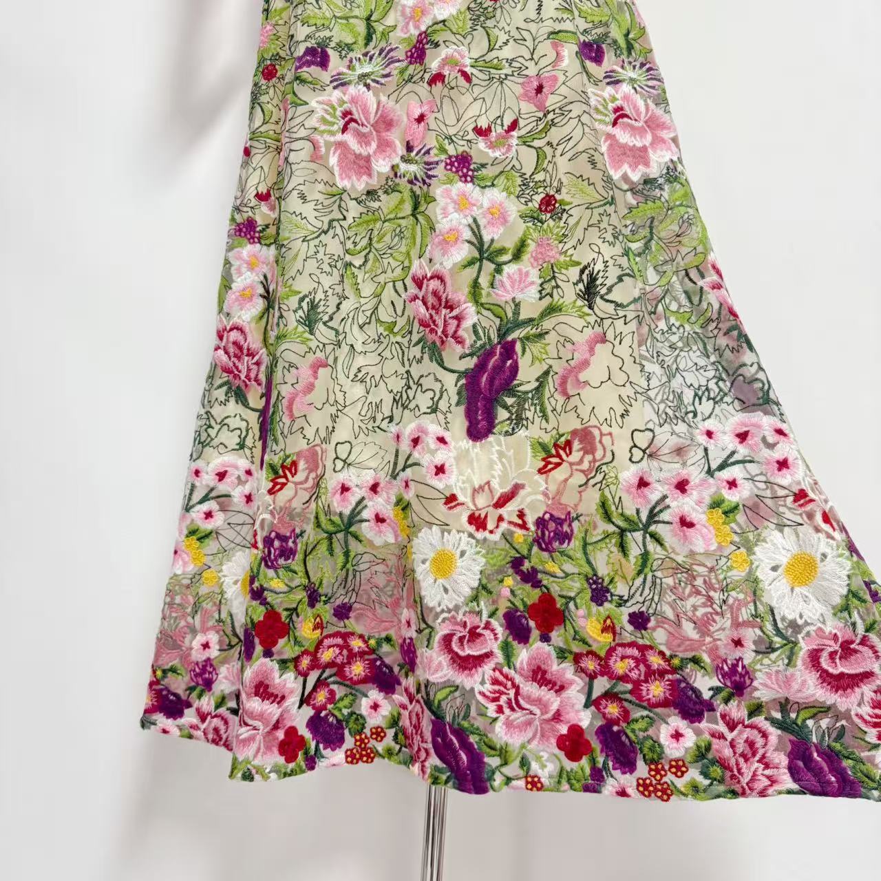 Florabel Embroidered Mesh Strapless Maxi Dress