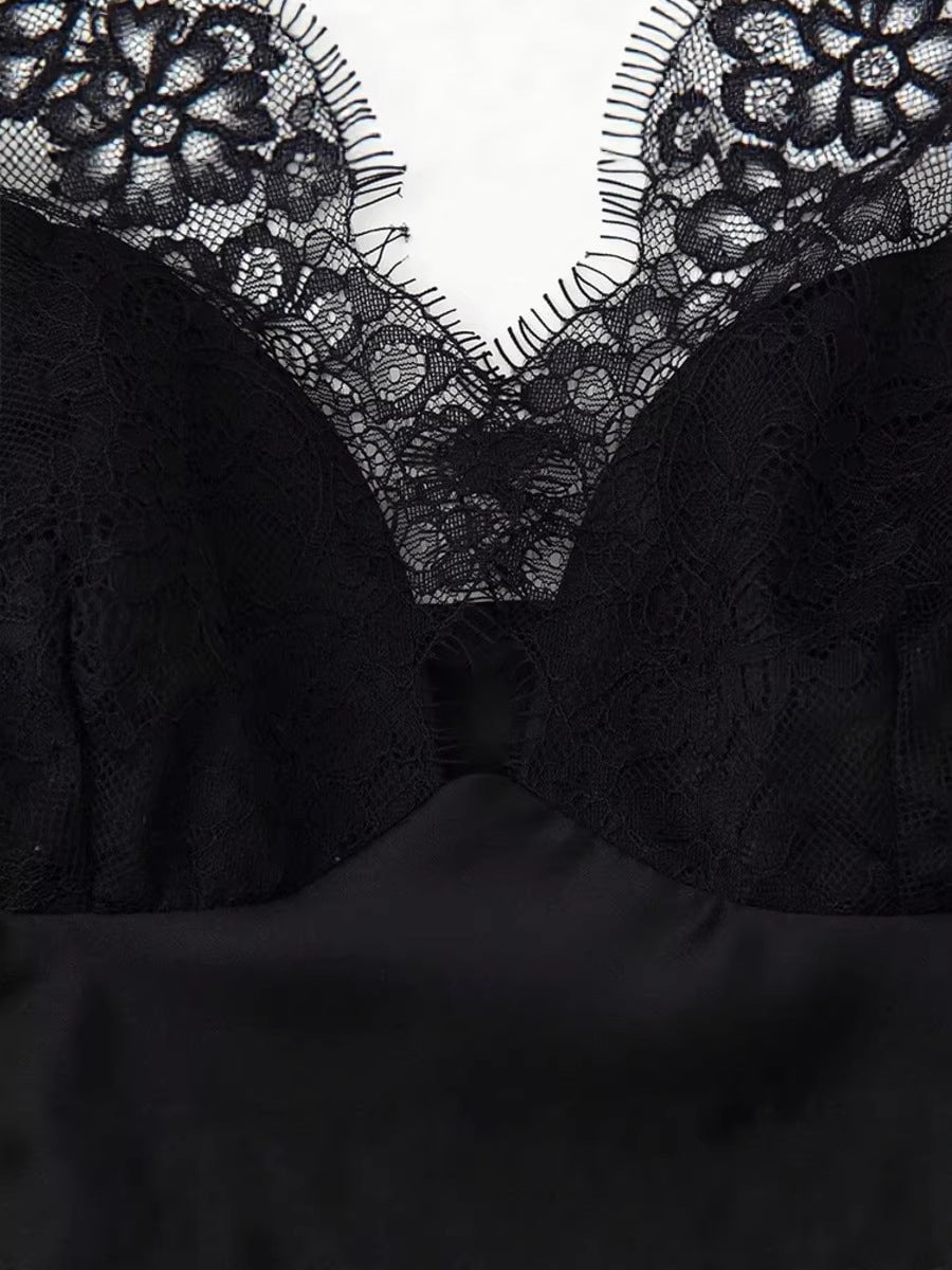 Lace V-Neck Peplum Camisole Top