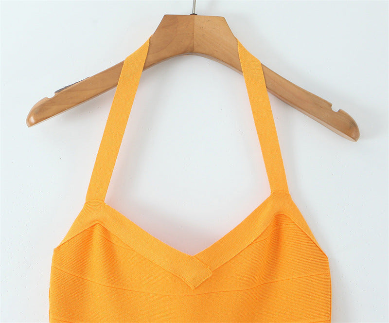 Bandage Halter V-Neck Bodycon Mini Dress