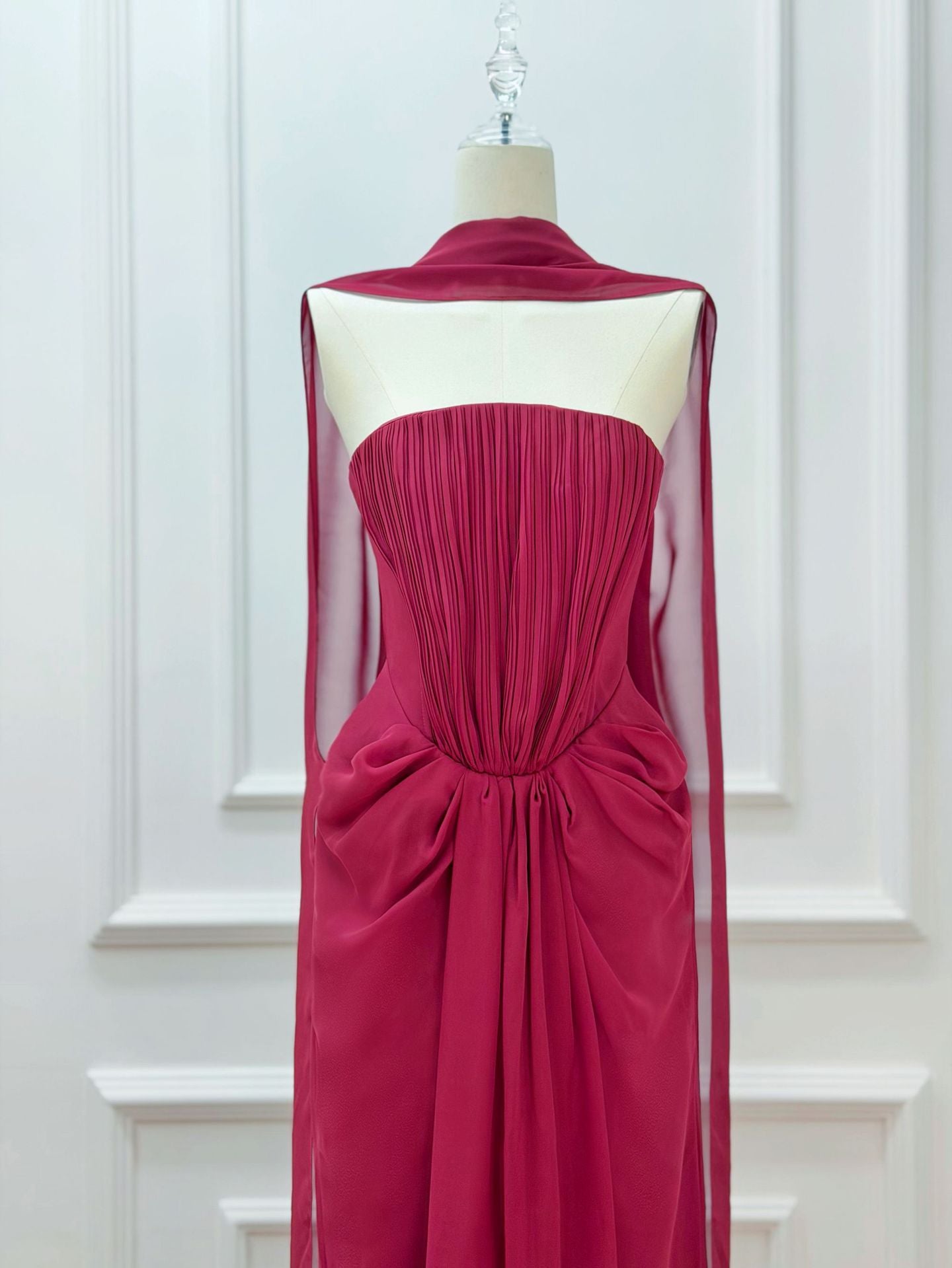 Solene Draped Chiffon Cape Maxi Dress