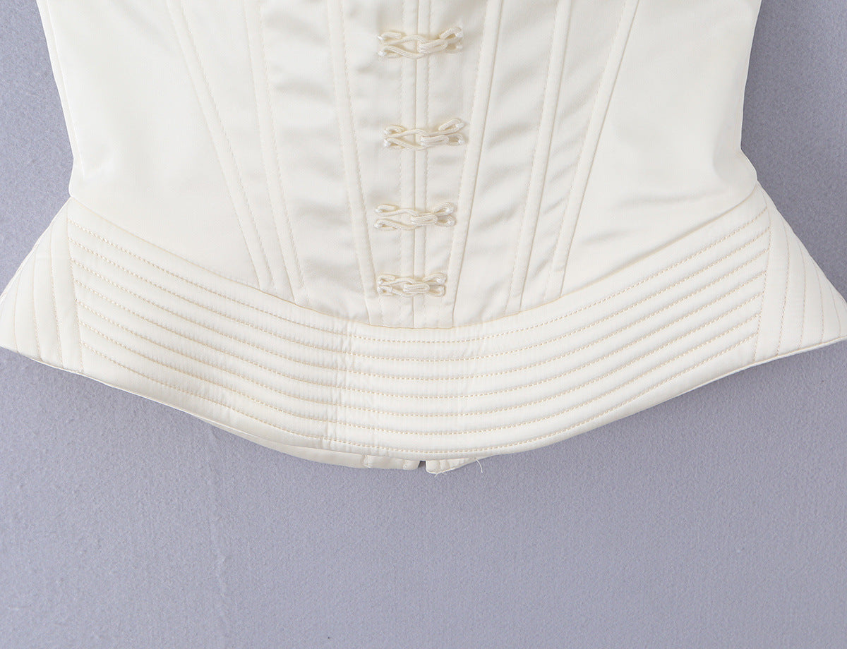 Boned Corset Lace-Up Tube Top