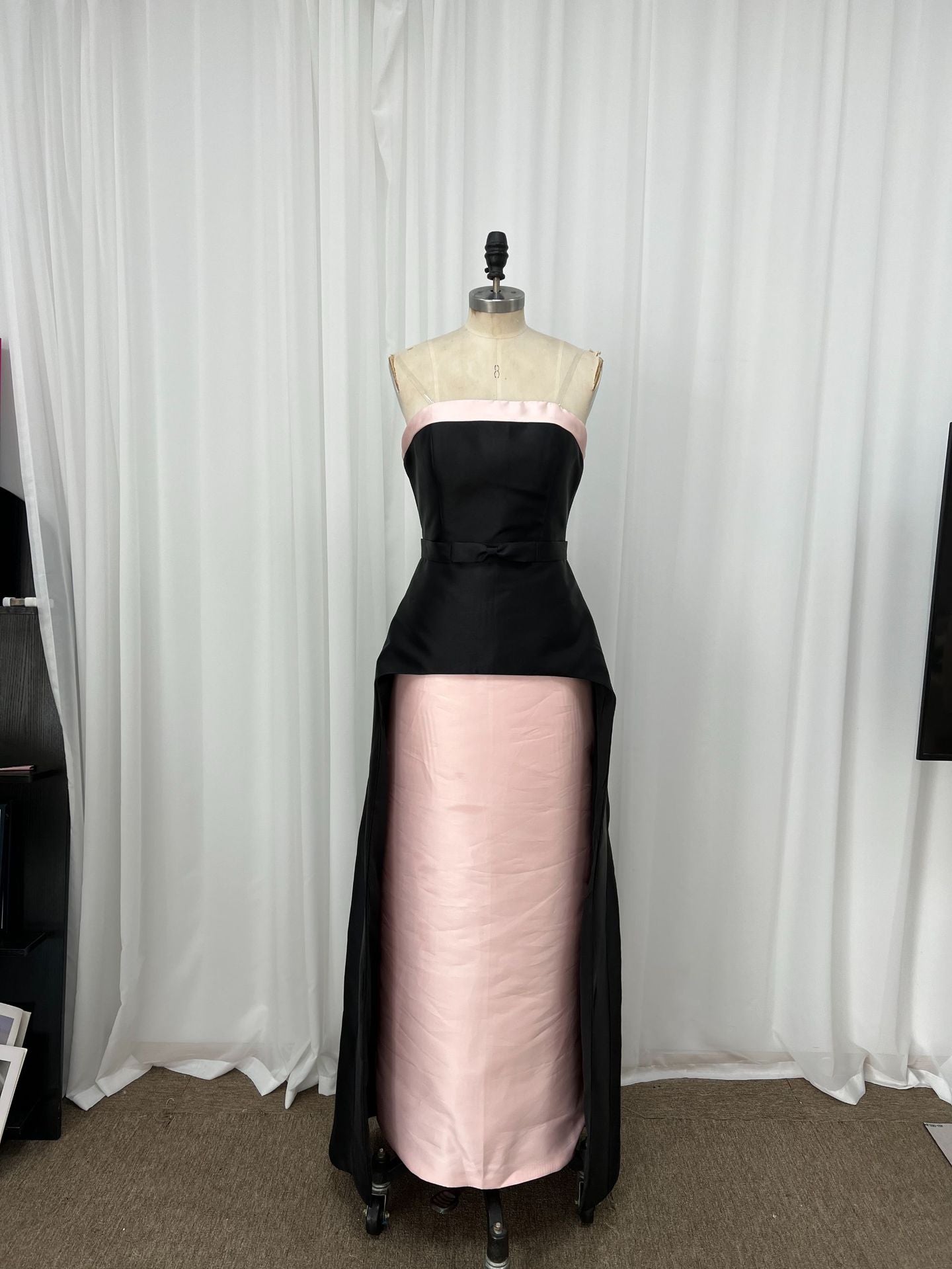 Two-Tone Mikado Cape Column Gown