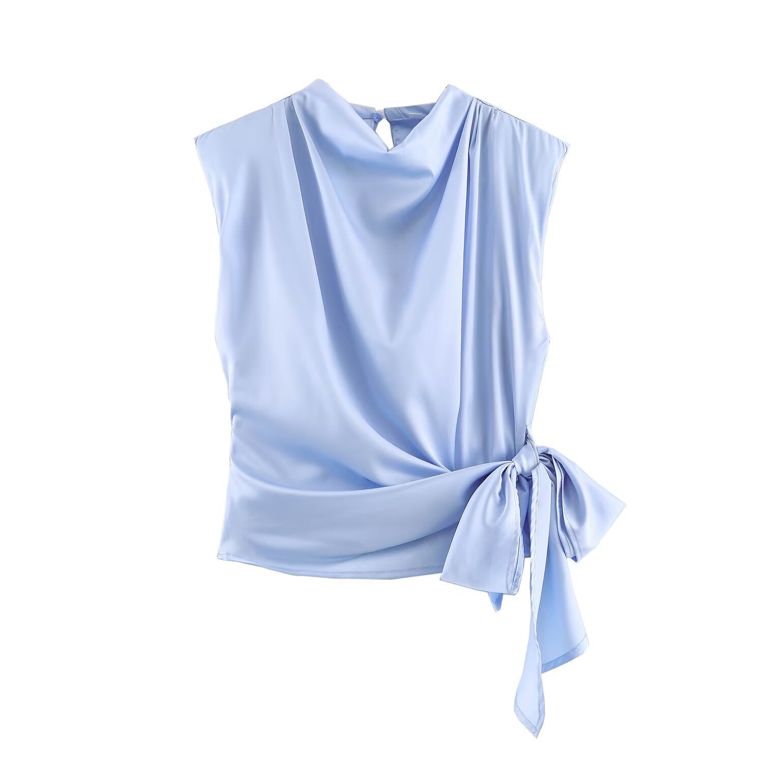 Satin Shoulder Pad Bow Top