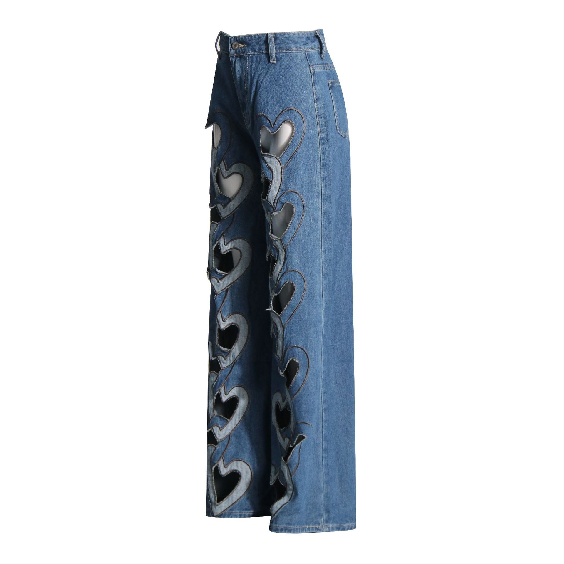 Heart Cut-Out Wide-Leg Jeans
