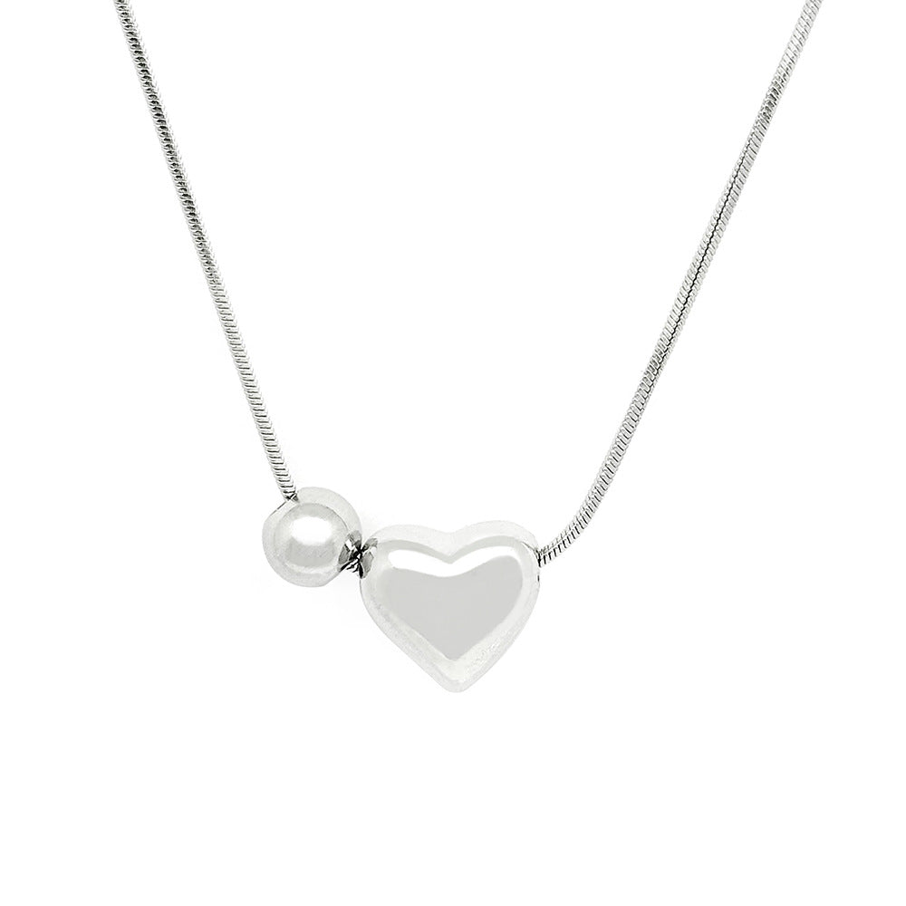 Heart and Bead Snake Chain Necklace