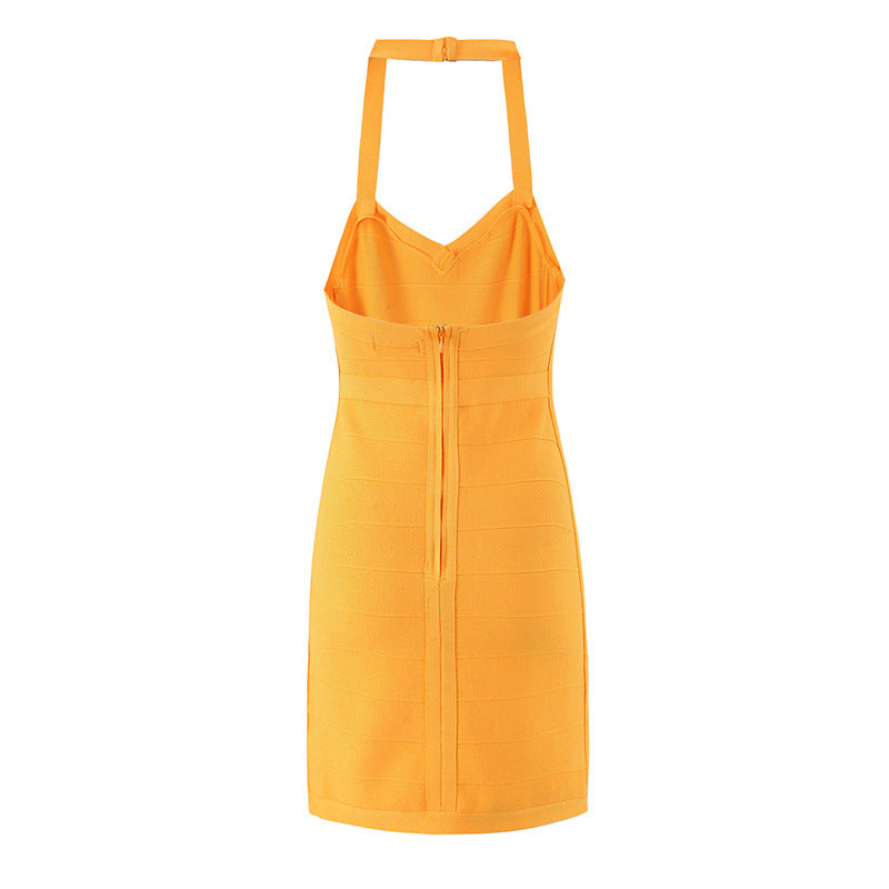 Bandage Halter V-Neck Bodycon Mini Dress