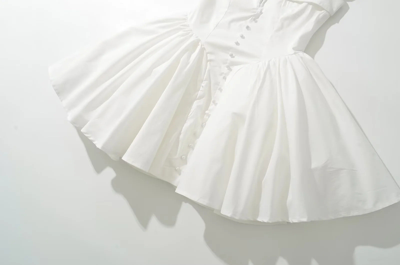 Square Collar Ruffle Strap Fit-and-Flare Mini Dress