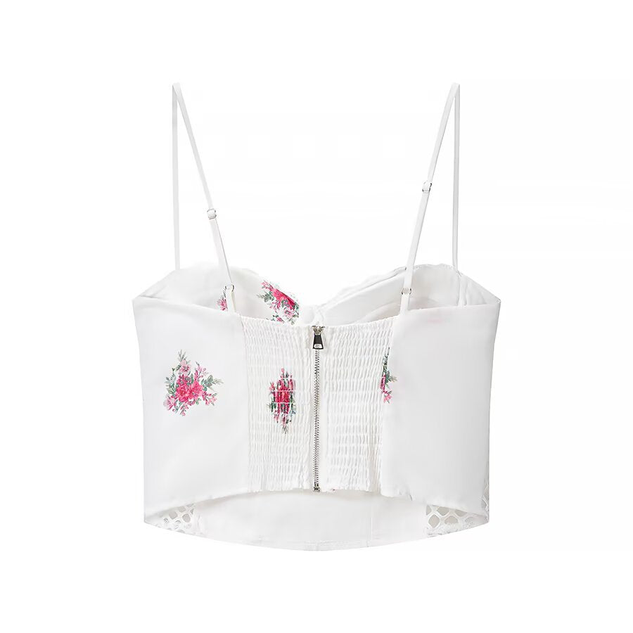 Rose Print Blazer Camisole and Pants Set