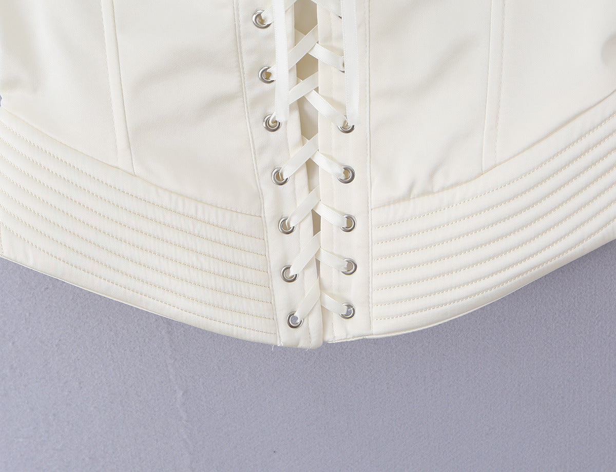 Boned Corset Lace-Up Tube Top