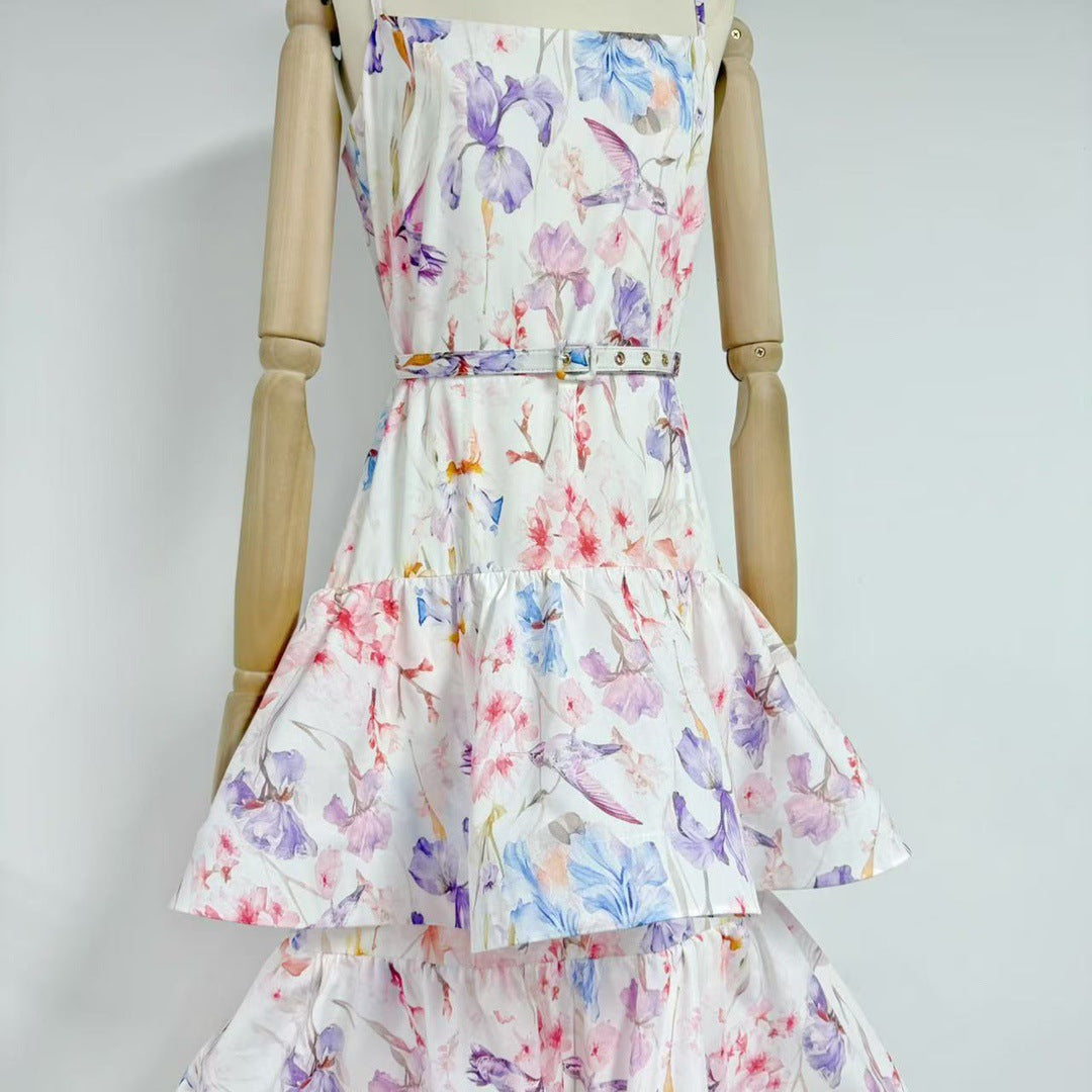 Aria Watercolour Floral Tiered Maxi Dress