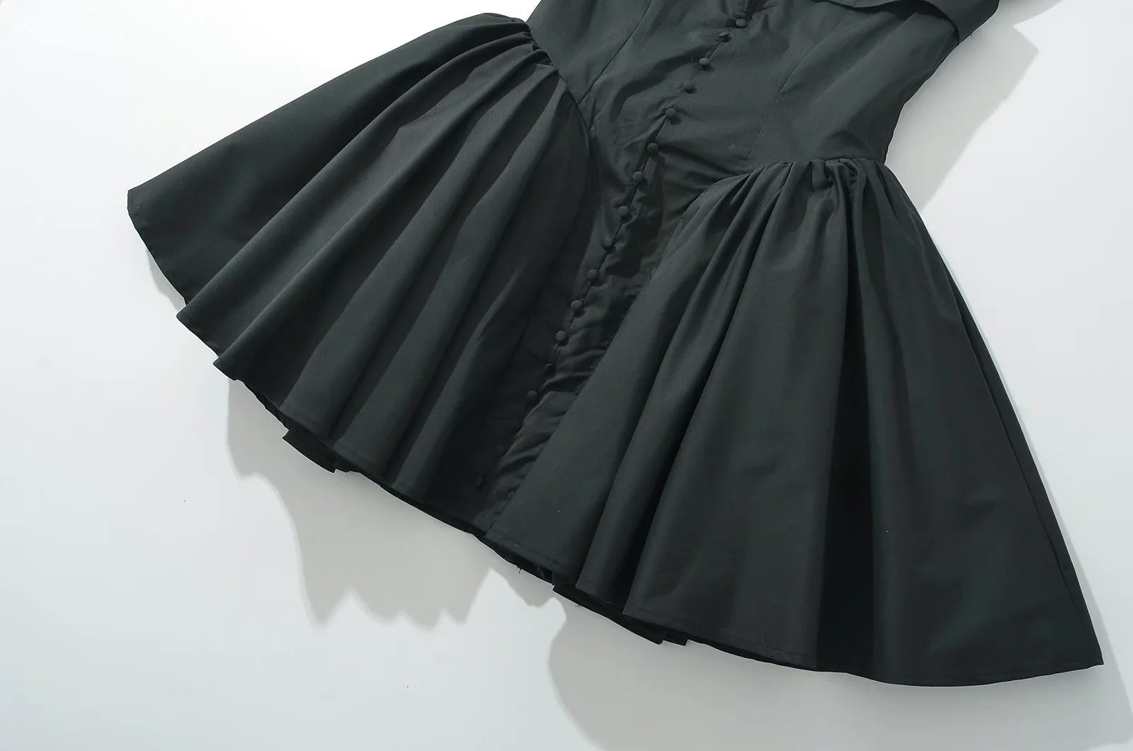 Square Collar Ruffle Strap Fit-and-Flare Mini Dress