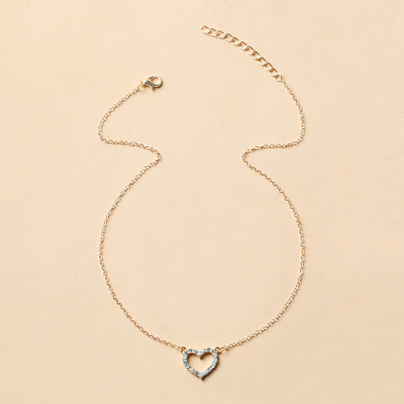 Crystal Heart Collarbone Chain