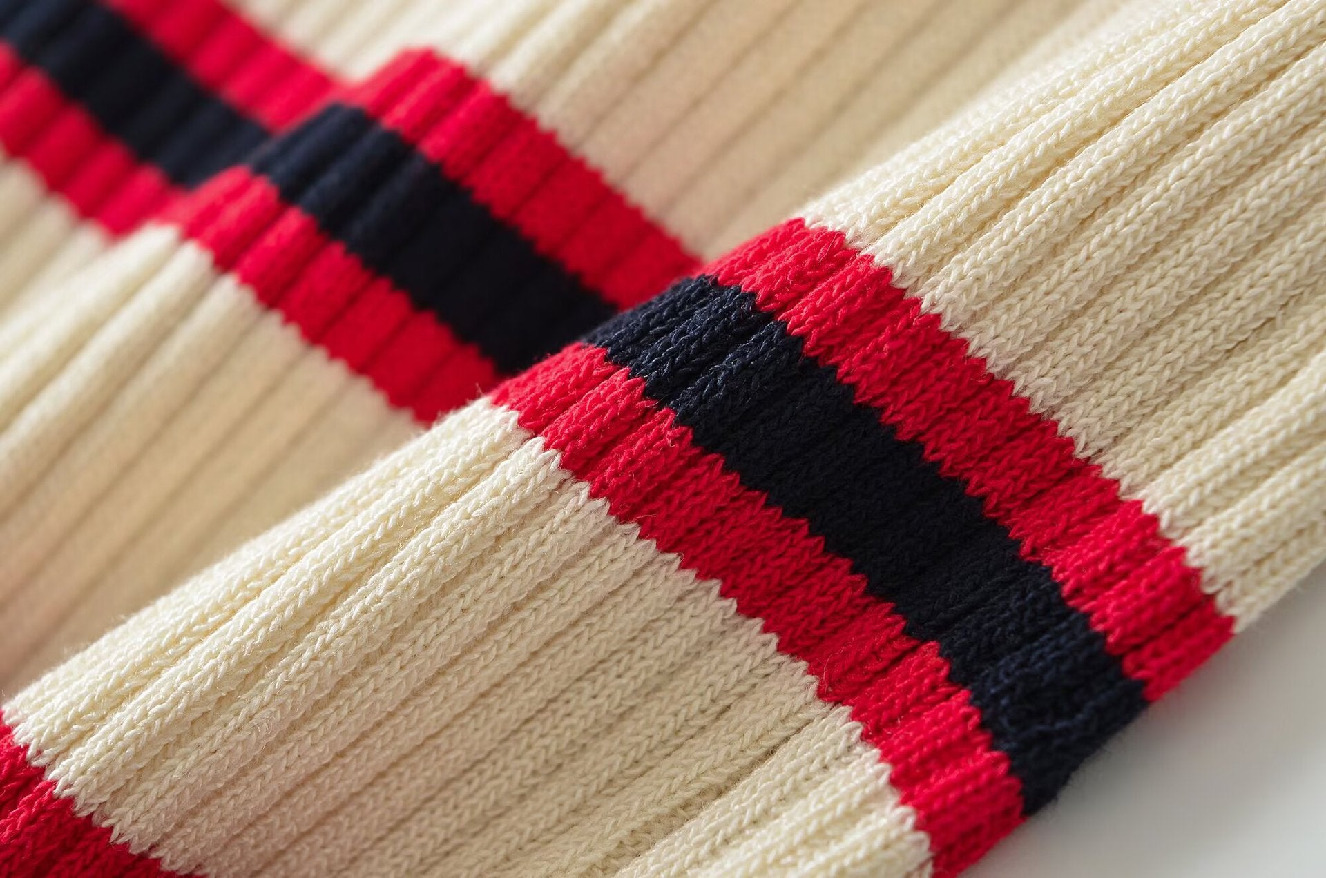 Striped Ribbed Knit Polo Cardigan