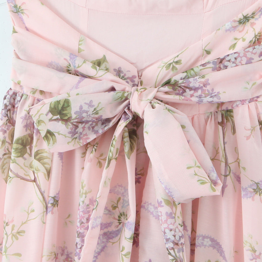 Floral Print Halter Tie-Waist Maxi Dress