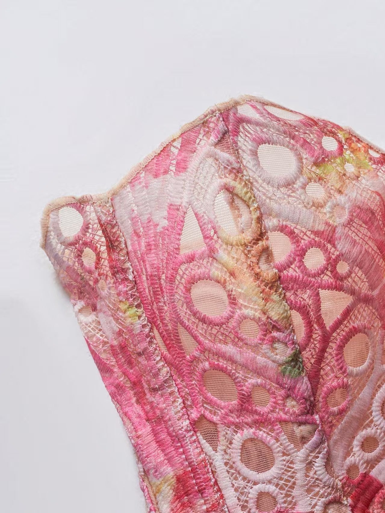 Embroidered Lace Boned Corset Top