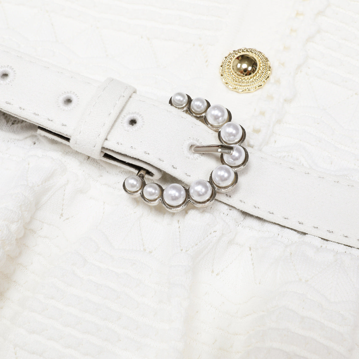 Coralie Pearl-Button Knit Peplum Top