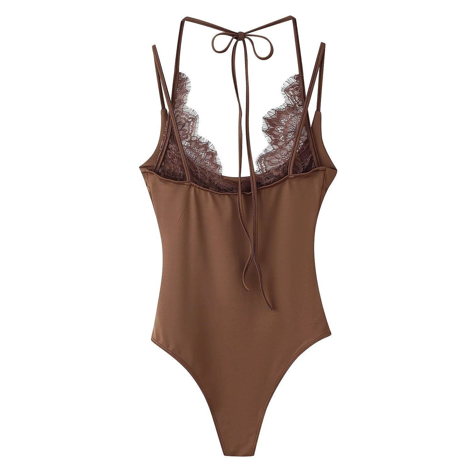 Lace Trim Halter Bodysuit