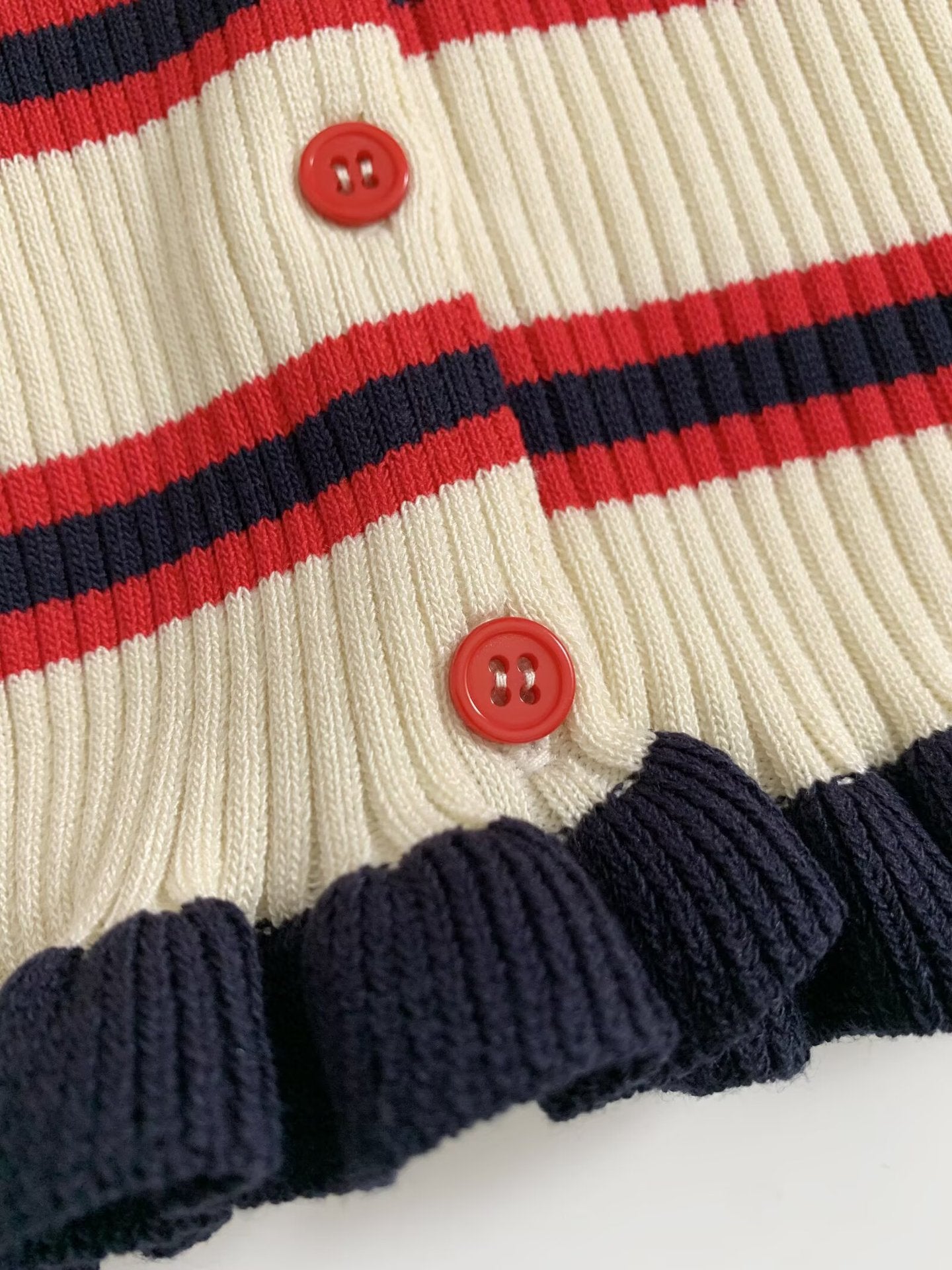 Striped Ribbed Knit Polo Cardigan