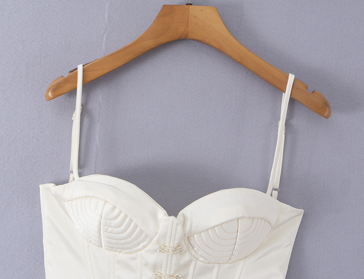 Boned Corset Lace-Up Tube Top