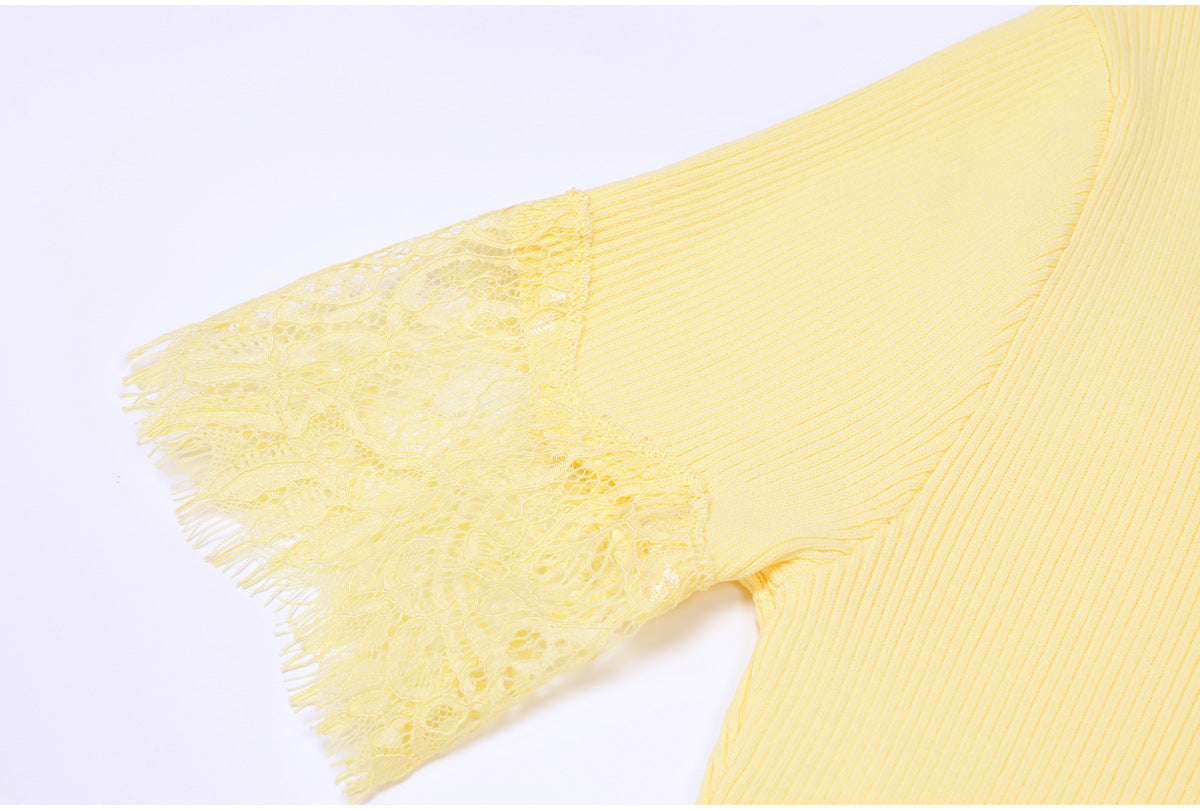 Liora Lace-Inset Knit Fishtail Maxi Dress