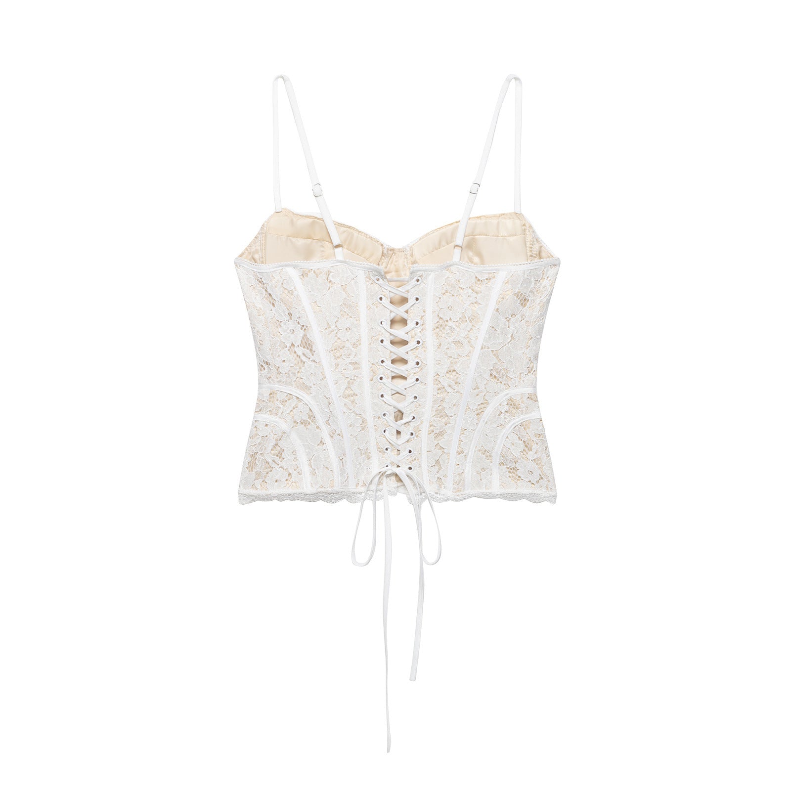 Floral Lace Boned Corset Camisole Top