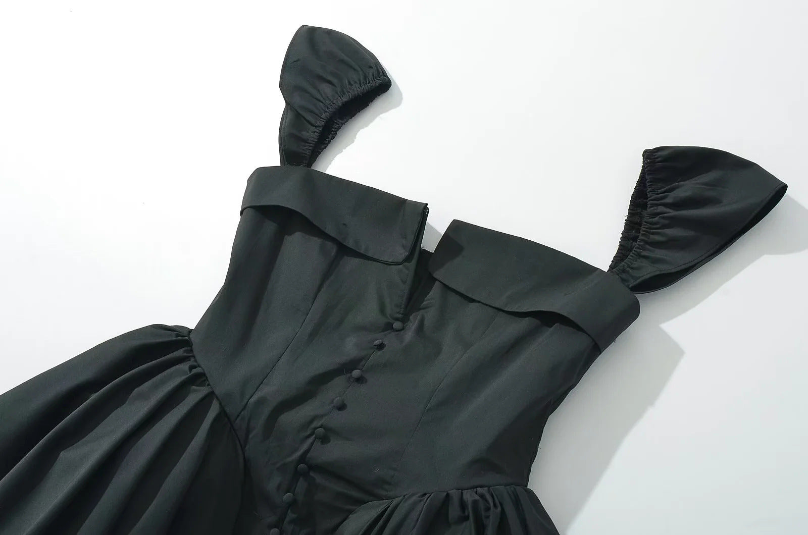 Square Collar Ruffle Strap Fit-and-Flare Mini Dress