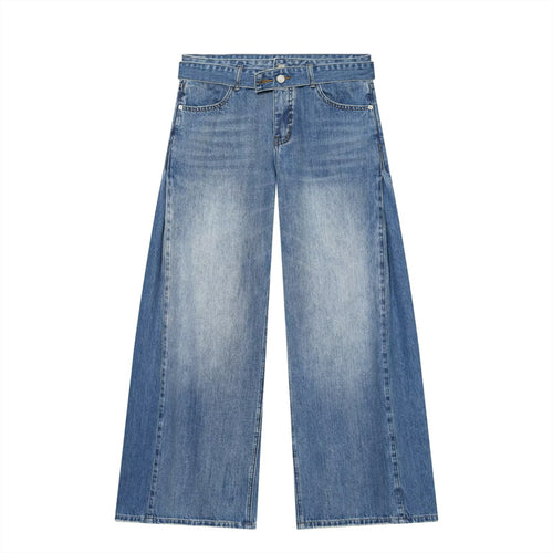 Pleated Wide Leg Jeans