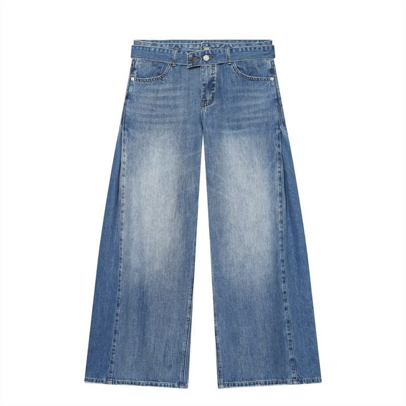 Pleated Wide Leg Jeans