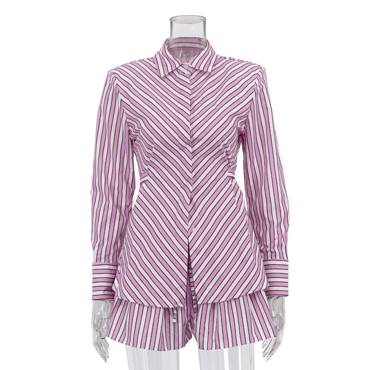 Striped Shirt and Shorts Set