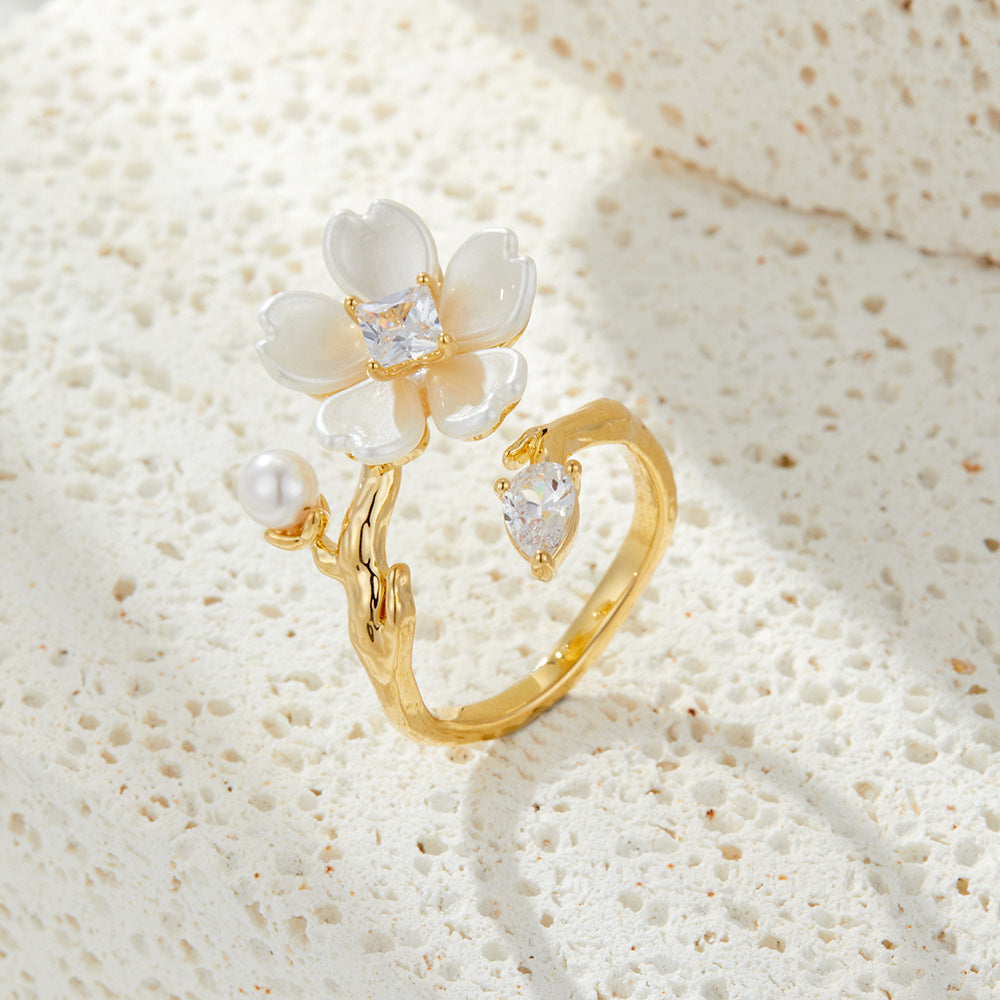 Mother of Pearl Blossom Open Ring