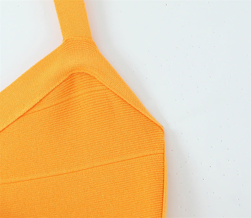Bandage Halter V-Neck Bodycon Mini Dress