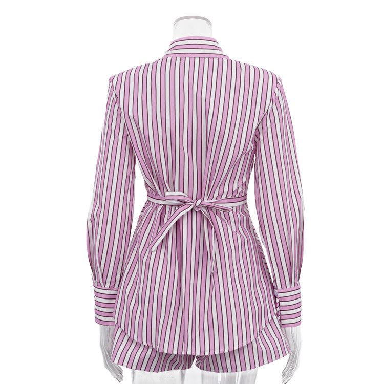 Striped Shirt and Shorts Set