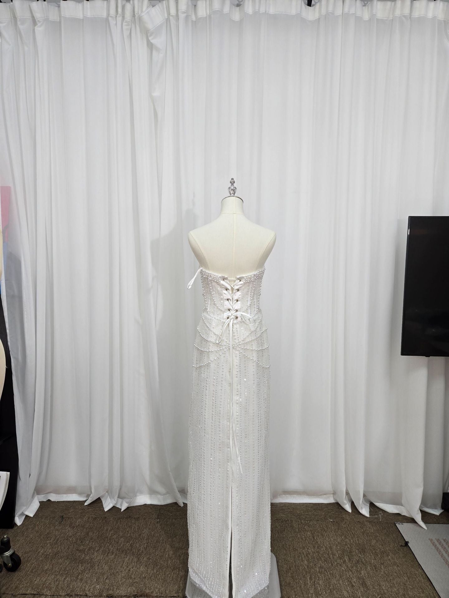 Pearl Beaded Column Wedding Gown