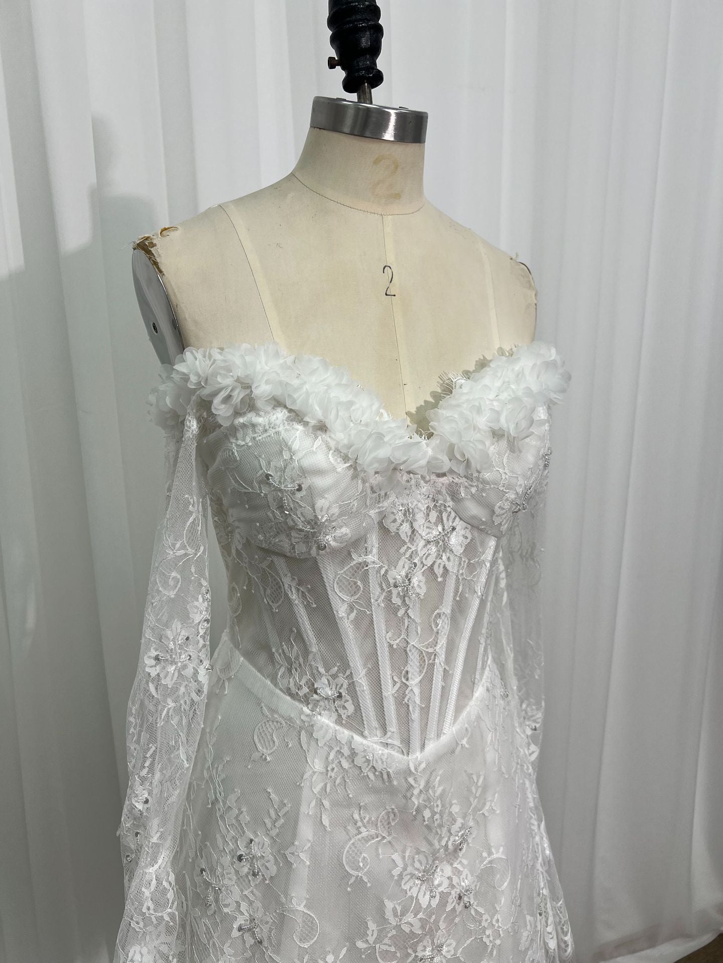 Pearl Lace Corset Mini Wedding Dress