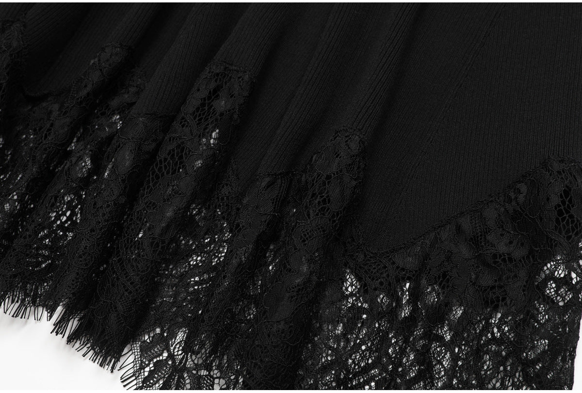 Liora Lace-Inset Knit Fishtail Maxi Dress