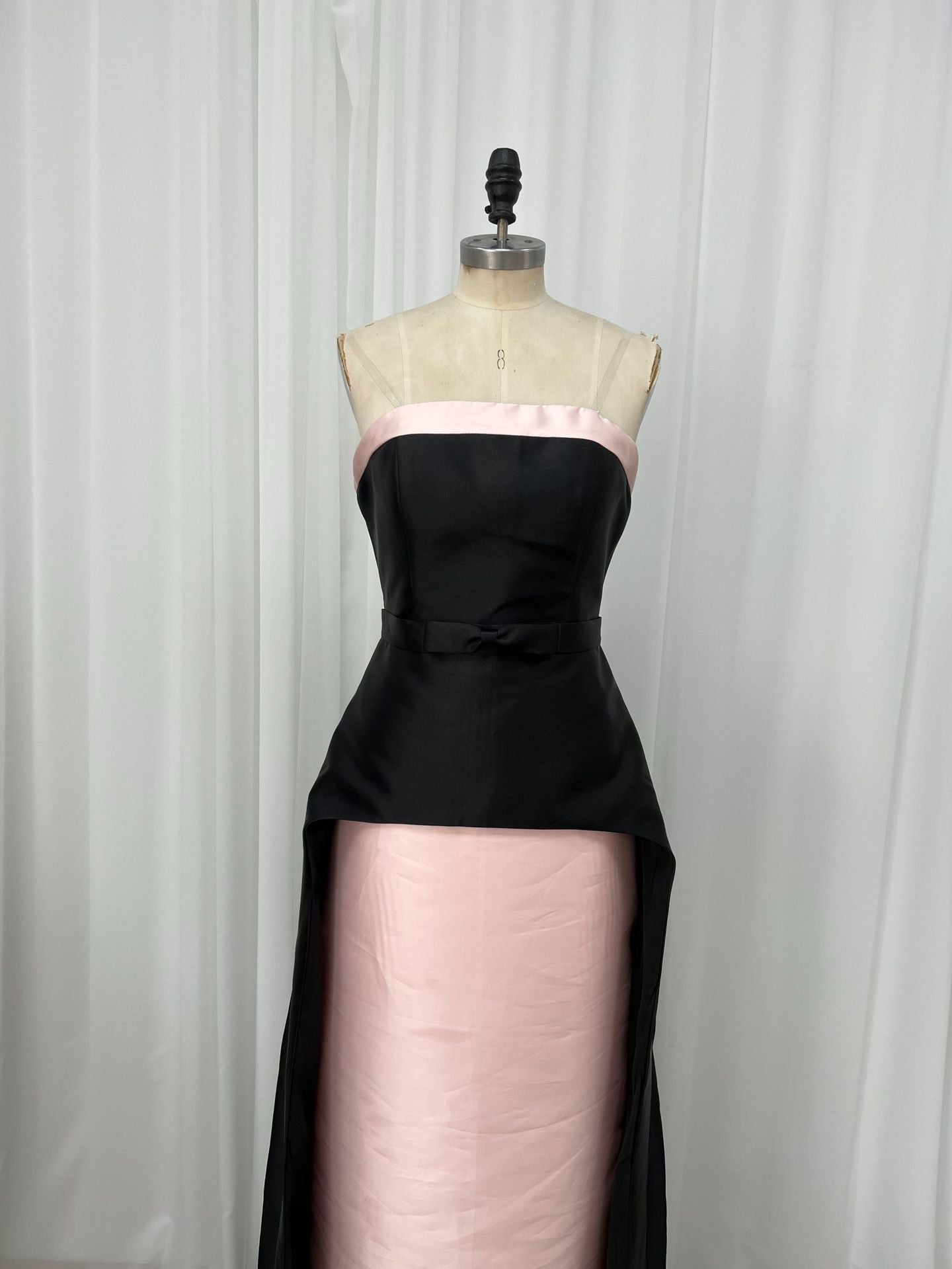 Two-Tone Mikado Cape Column Gown