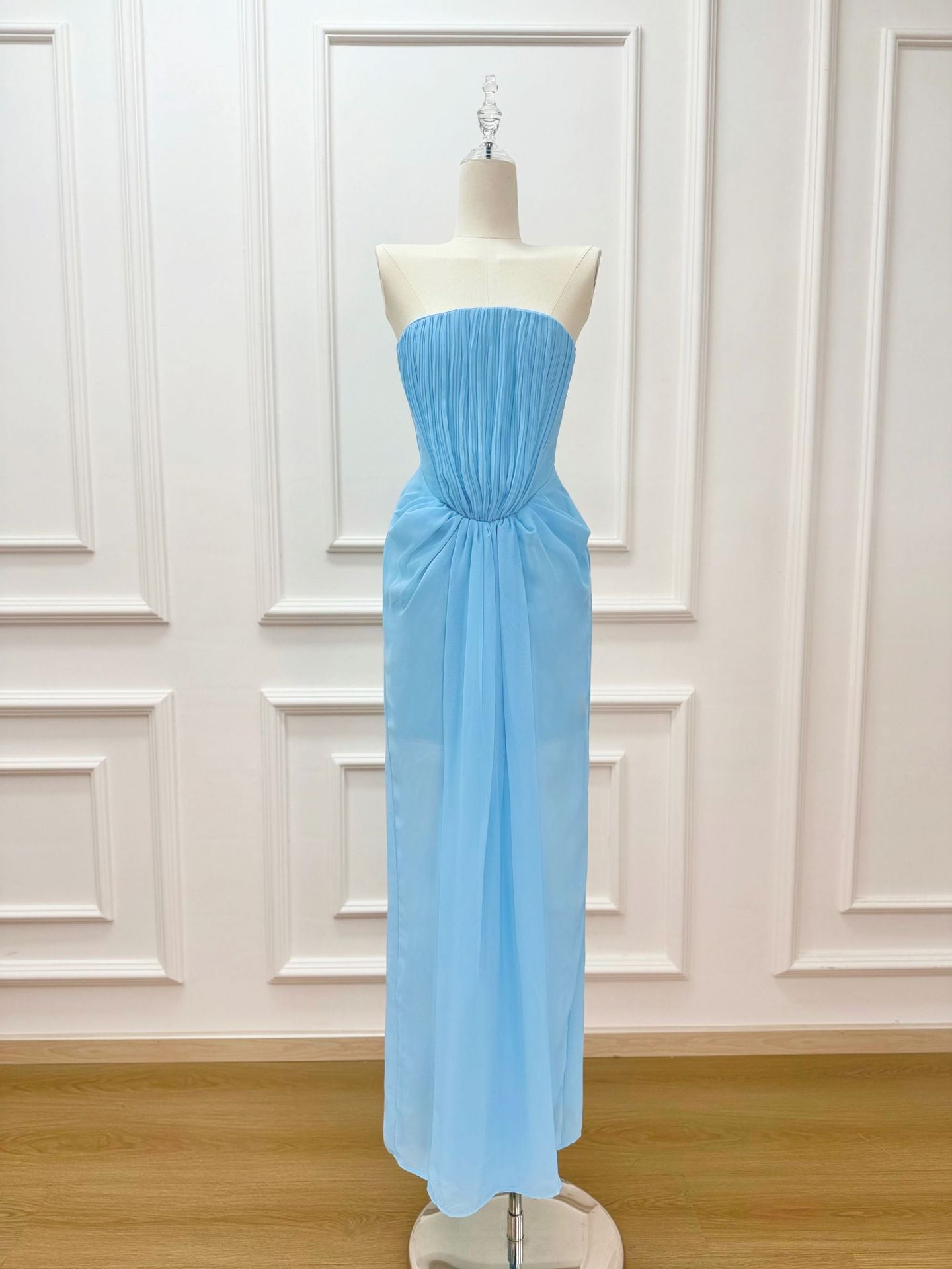 Solene Draped Chiffon Cape Maxi Dress