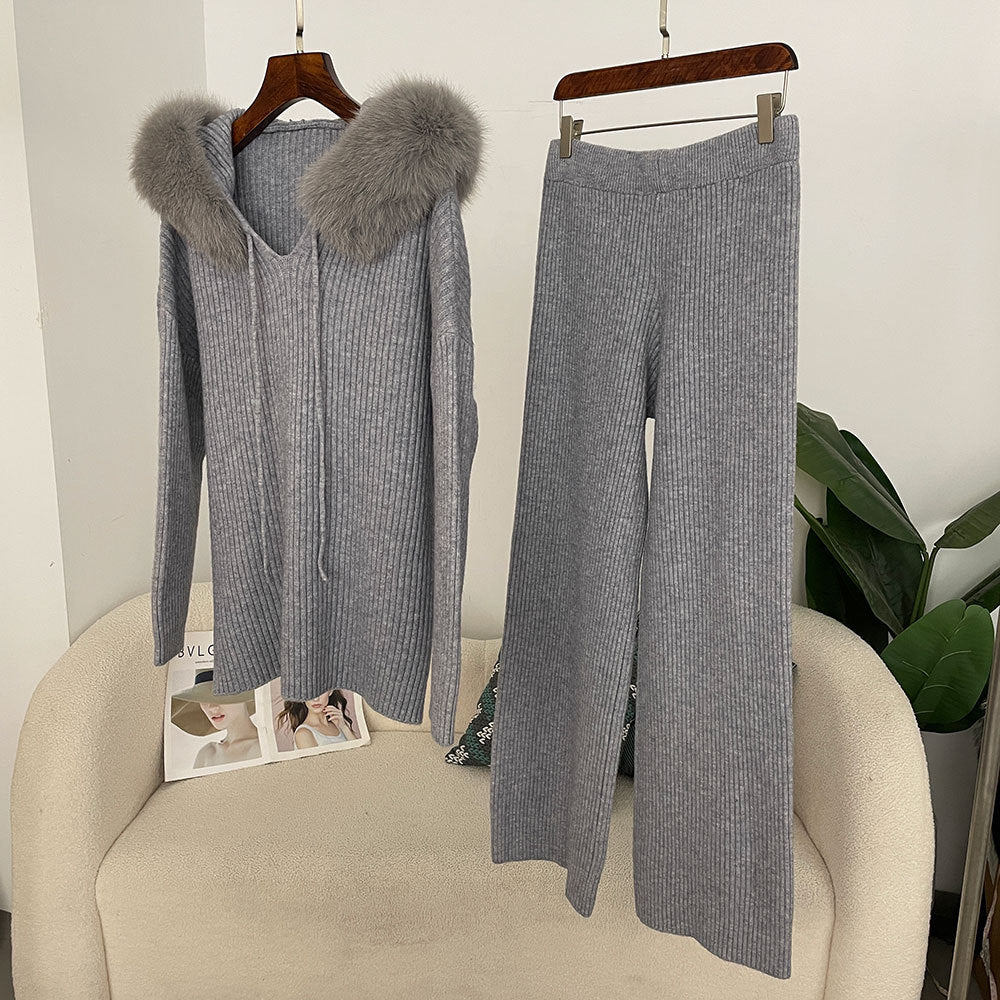 Wilma Fox-Hood Knit Set