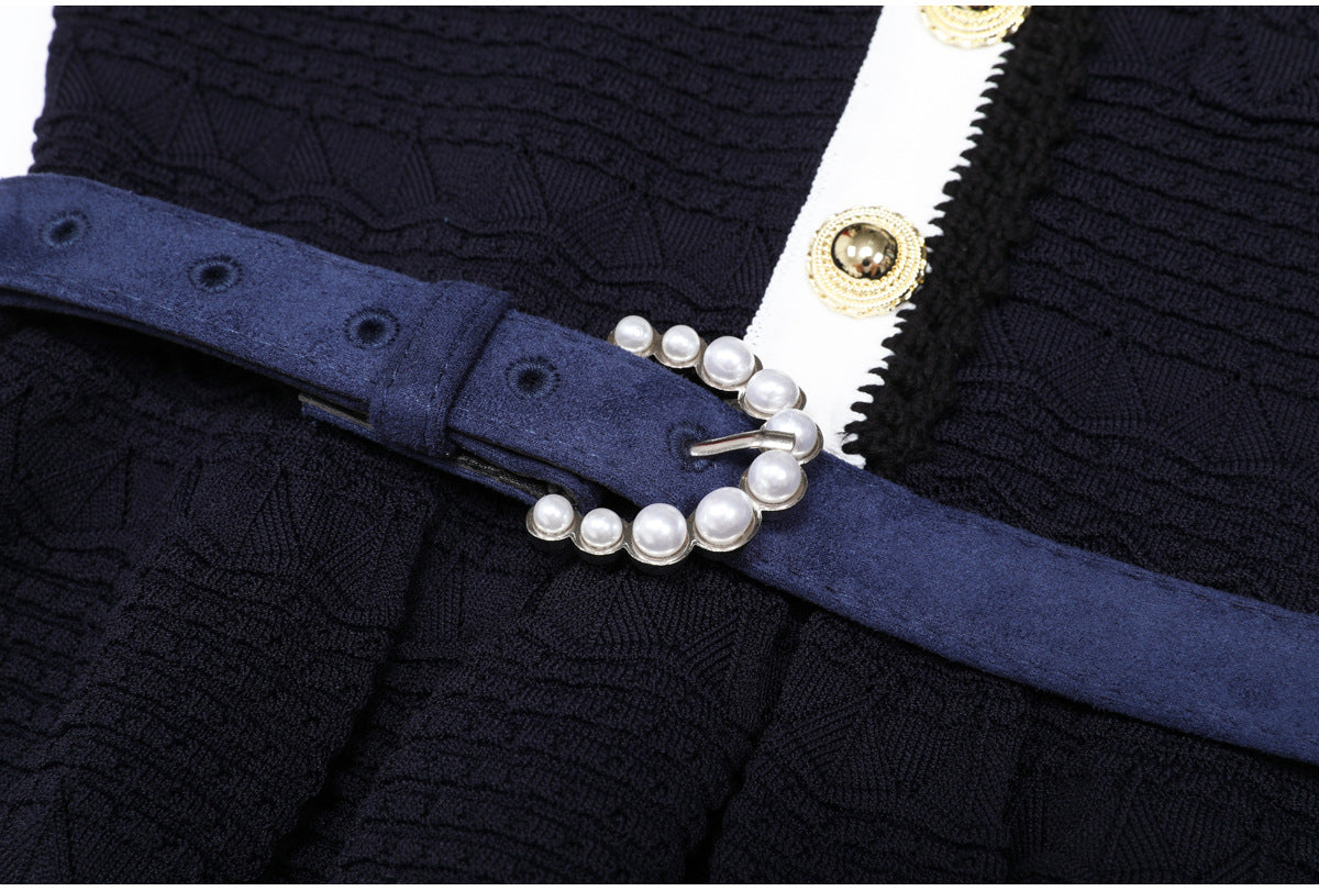 Coralie Pearl-Button Knit Peplum Top
